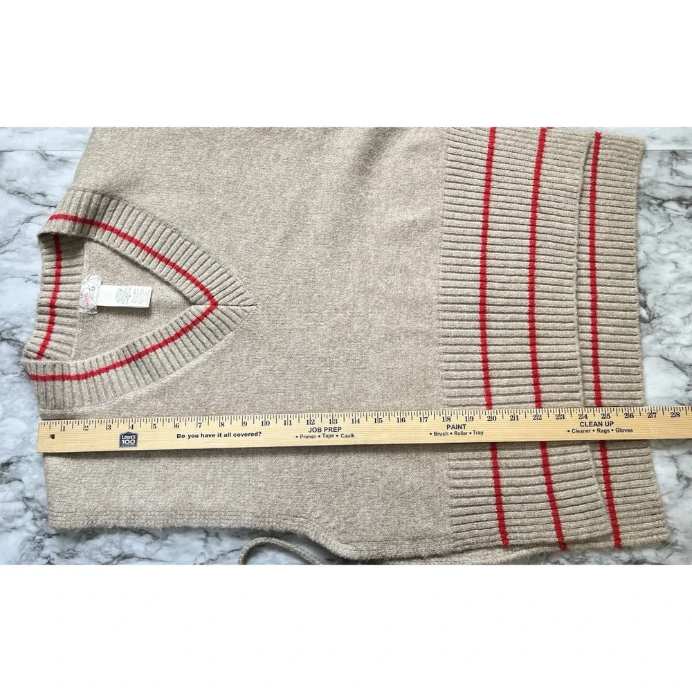 Free People All Star Stripe Poncho Sweater Tan/Red/Neutral OS One Size‎ Festival
